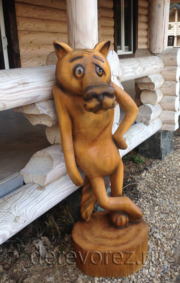 деревянная скульптура волка из Жил был пёс