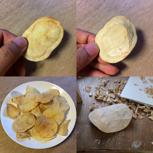 Seiji Kawasaki. Картофельные чипсы из дерева как настоящие