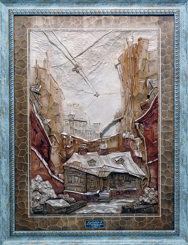 Плоскорельефная резьба по дереву: картина Виктора Дубовика
